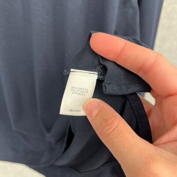 J Jill Wearever Jersey Knit Mock Neck Long Sleeve Top Size L Navy Blue Stretch - Picture 7 of 12